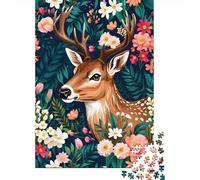 Puzzle Ciervo 1000 Piezas para Adultos Juego Relajante De Madera Puzzles Ciervo Flores Plantas Decorativo Regalo para Hombre 1000pcs (75x50cm)