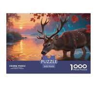 Puzzle Ciervo de Père David De 1000 Piezas para Adultos, Rompecabezas Atardecer en Ruisseau de Otoño Adultos, Juego Familiar Productos Lúdicos Creativos 70x50cm/1000pcs