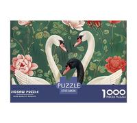 Puzzle Cisnes Rosas 1000 Piezas Difícil, Dos Cisnes Blancos un Cisne Negro Relajante Idea Regalo Adultos 38x26cm