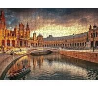 Puzzle Ciudad Atardecer Diseño de Patrones | con Exquisita Caja de Embalaje | Puzzle 1500 Piezas | Piezas Encajan Perfectamente | Letras la Parte Posterior | Rompecabezas Adultos Toda Familia s7h-286