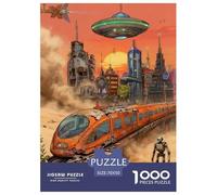 Puzzle Ciudad Futurista 1000 Piezas - para Adultos Rompecabezas De Tren en Ruinas, Juego Educativo,Diversión En Familia Decorativo, Regalo Ideal 70x50cm/1000pcs