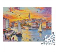 Puzzle Ciudad Vieja Costera de Estambul De 1000 Piezas Interesante Rompecabezas Hombres Y Mujeres De 1000 Piezas Pintura Entretenimento 38x26cm/1000pcs