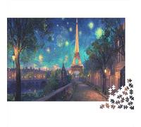 Puzzle Clásico De 1000 Piezas Torre Eiffel para Adultos, Cartón Grueso, A Starry Night Walk Toward The Torre Eiffel Mejor Regalo, 70x50cm/1000pcs