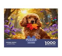 Puzzle Cocker Spaniel Inglés 1000 Piezas - para Adultos Puzzle De Hoja de Otoño, Desafío Mental Y Juego Complejo, Arte Decorativo, Regalo Ideal 52x38cm/1000pcs