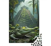 Puzzle Cocodrilo 1000 Piezas para Adultos Juego Difícil De Madera Puzzles Cocodrilo Selva Tropical Torre de Piedra Decorativo Regalo para Hombre 1000pcs (75x50cm)