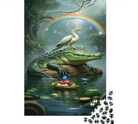 Puzzle Cocodrilo 1000 Piezas para Adultos Juego EduGatoivo De Madera Puzzles Pájaro en Cabeza de Cocodrilo Decorativo Regalo Ideal 1000pcs (75x50cm)
