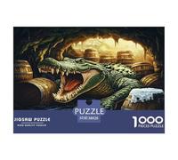 Puzzle Cocodrilo De 1000 Piezas para Adultos, Puzzle Vida Silvestre de Cueva misteriosa Adultos, Juego De Rompecabezas Productos Lúdicos Creativos 38x26cm/1000pcs