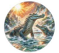 Puzzle Cocodrilos 1000 Piezas para Adultos Y Niños Juego EduGatoivo De Cochetón Puzzles Dos Cocodrilos Picos Decorativo Regalo Original 1000pcs (67.5x67.5cm)