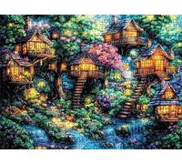 Puzzle Color casa árbol Diseño de Patrones | con Exquisita Caja de Embalaje | Puzzle 3000 Piezas | Piezas Encajan Perfectamente | Letras la Parte Posterior | Rompecabezas Adultos Toda Familia s7h-372
