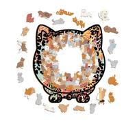 Puzzle con animales de madera - Juego decorativo con cerebro en forma de gato, montaje DIY con estilo fascinante, acento doméstico ecológico con material robusto, juguete atractivo