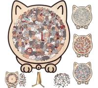 Puzzle con forma de gato | Rompecabezas de madera con forma de gato de 135 piezas | Enmarcado por Adorable Cats Outline Puzzles | Animal Cats Wooden Puzzles Pieces Decor for C-at Lovers