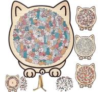 Puzzle con forma de gato | Rompecabezas de madera con forma de gato de 135 piezas | Enmarcado por Adorable Cats Outline Puzzles | Animal Cats Wooden Puzzles Pieces Decor for C-at Lovers
