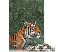 Puzzle con illustrazione di Tigre Nella giungla d'acqua, 1000 pezzi, Puzzle di Carta per adulti e adolescenti, dai 12 Anni in su, 38x26 cm/1000 pezzi