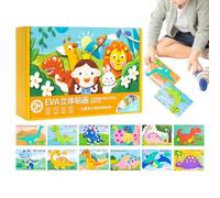 Puzzle con pegatinas de espuma en 3D, libros de pegatinas reutilizables, suministros de manualidades, 12 piezas de de espuma para niños, para escritorio, arte navideño, escuela, hogar