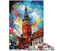 Puzzle con vistas a la torre del ayuntamiento de Varsovia, 1000 piezas, rompecabezas para adultos, 50 x 75 cm, rompecabezas de tabla de madera, juguete educativo para aliviar el estrés