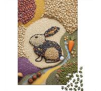 Puzzle Conejo 1000 Piezas para Adultos Juego Desafiante De Madera Rompecabezas Conejo Compuesto de Granos Decorativo Regalo para Hombre 1000pcs (75x50cm)