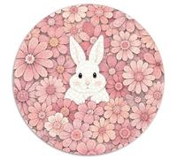 Puzzle Conejo 1000 Piezas para Adultos Juego Relajante de cartón Puzzles Conejo Flores Rosadas Decorativo Regalo Original 1000pcs (67.5x67.5cm)