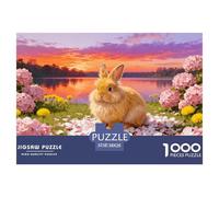Puzzle Conejo de Angora 1000 Piezas - para Adultos Rompecabezas De Prado de Pétalos, Juego Educativo, Decorativo, Regalo Ideal 38x26cm/1000pcs