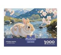 Puzzle Conejo Enano Holandés De 1000 Piezas para Adultos, Puzzle Cerezos en Flor Adultos, Rompecabezas Familiar Regalos Creativos 70x50cm/1000pcs