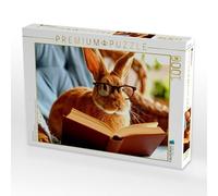 Puzzle · Conejo Leyendo | Si estás tan profundizado mientras lees que las zanahorias te rodean… · 1000 piezas · Tamaño de colocación 64 × 48 cm
