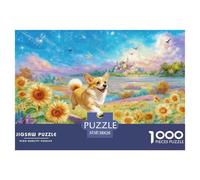 Puzzle Corgi 1000 Piezas - para Adultos Rompecabezas De Girasoles y Arbusto de Flores, Desafío Mental Y Juego Complejo, Arte Decorativo, Regalo Ideal 38x26cm/1000pcs