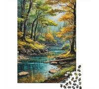 Puzzle Corriente Bosque otoño De 1000 Piezas Interesante Rompecabezas para Adultos De 1000 Piezas Pintura Hobby 38x26cm/1000pcs