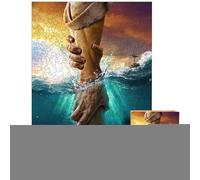 Puzzle cristiano - Juego de madera de mano del Mesías, decoración de pared de fe | Arte de rompecabezas bíblico con la palma extendida de Dios, juguete espiritual de madera para amigos, salón, rincón