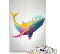 Puzzle cuadrado creativo de 500 piezas de madera que representa ballenas coloridas, ideal para adultos y niños. Puzzle Anti-Stress, regalo de Navidad único (500 piezas, 52 x 38 cm).