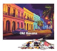 Puzzle cuadrado de 500 piezas que representa una calle de la Habana Vieja en Cuba, de madera, para adultos y niños (52 x 38 cm).