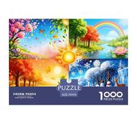 Puzzle Cuatro Estaciones Primavera, Verano, Otoño, Invierno De 1000 Piezas Interesante Rompecabezas Adultos De 1000 Piezas Decoracion Entretenimiento Creativo 70x50cm/1000pcs