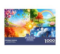 Puzzle Cuatro Estaciones Primavera, Verano, Otoño, Invierno De 1000 Piezas Interesante Rompecabezas Hombres Y Mujeres De 1000 Piezas Decoracion Regalo 38x26cm/1000pcs
