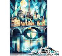 Puzzle cubista da 1000 pezzi con Skyline di Parigi, Torre Eiffel e Senna, per adulti, Regali di Natale, attività per famiglie, Puzzle da 1000 pezzi (75x50 cm)