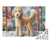 Puzzle Curly Poodle on Floral Cloth 1000 Pezzi Giochi Sfidanti Pet per Adulti, Gioco Familiare, Adulti Regalo E Decorazione 52x38cm/1000pcs