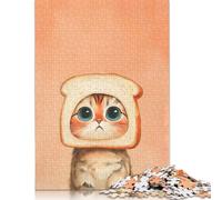 Puzzle da 1000 pezzi a Forma di Gatto con Cappello di Pane tostato per adulti, Regali di Natale, Puzzle per adulti, giocattoli educativi per l'apprendimento, 38x26 cm/1000 pezzi