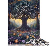 Puzzle da 1000 pezzi con Albero Della Foresta incantata in Stile puntinista per adulti e adolescenti, Puzzle per adulti, Regali di Natale per adulti dai 14 Anni in su, 1000 pezzi (75x50 cm)