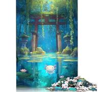 Puzzle da 1000 pezzi con Axolotl in uno stagno giapponese da giardino per adulti, Regali di Natale, Puzzle di Carta per adulti, giocattoli per l'intrattenimento Della famiglia, 38x26 cm/1000 pezzi