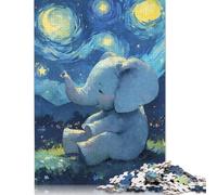 Puzzle da 1000 pezzi con Elefante Sotto il Cielo Stellato per adulti, Regali di Natale, Puzzle per adulti, giocattoli educativi per l'apprendimento, 1000 pezzi (75x50 cm)