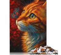 Puzzle da 1000 pezzi con Gatto e Farfalla sul naso per adulti, Regali di Natale, Puzzle in Legno per adulti, giocattoli per l'intrattenimento Della famiglia, 1000 pezzi (75x50 cm)