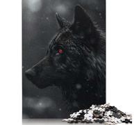 Puzzle da 1000 pezzi con Lupo Nero e occhi Rossi per adulti, Regali di Natale, Puzzle in Legno per adulti e adolescenti, giocattoli per l'intrattenimento Della famiglia, 1000 pezzi (75x50 cm)