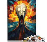 Puzzle da 1000 pezzi con Mosaico in vetro colorato The Scream per adulti, Regali di Natale per adulti, Puzzle da 38x26 cm/1000 pezzi