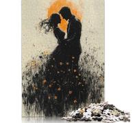 Puzzle da 1000 pezzi con Silhouette romantica e bagliore dorato e Fiori di Campo per adulti, Regali di Natale, giochi educativi per la casa, giocattoli FAI da te, 1000 pezzi (75x50 cm)