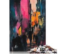 Puzzle da 1000 pezzi con vicoli cittadini vivaci - Scene di Strada Urbana espressive per adulti, Regali di Natale, giochi educativi per la casa, giocattoli FAI da te, 1000 pezzi (75x50 cm)