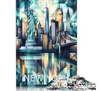 Puzzle da 1000 pezzi per adulti con Skyline geometrico di New York, Statua Della Libertà, paesaggio Urbano, gioco Educativo per adulti, giocattolo da sfida, 1000 pezzi (75x50 cm)
