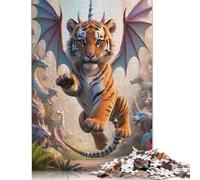 Puzzle da 1000 pezzi per adulti, ibrido, cucciolo di Tigre, Drago con Ali, Puzzle per adulti e adolescenti, gioco per famiglie per adulti e adolescenti, 38x26 cm/1000 pezzi