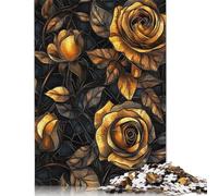 Puzzle da 1000 pezzi per adulti, Regalo con Bouquet di Rose dorate, Puzzle per adulti e adolescenti, gioco per famiglie per adulti e adolescenti, 38x26 cm/1000 pezzi