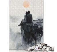 Puzzle da 1000 pezzi raffigurante una coppia in Cima a una scogliera con un Sereno tramonto, per adulti, Regali di Natale, Puzzle per adulti e adolescenti, gioco Educativo, 38x26 cm/1000 pezzi