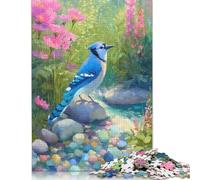 Puzzle da 1000 pezzi raffigurante una ghiandaia Azzurra in un paesaggio Floreale, per adulti, gioco Educativo, sfida, giocattolo, 1000 pezzi (75x50 cm)