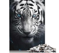 Puzzle da 1000 pezzi Tigre Bianca con occhi Azzurri per adulti, Regali di Natale, Puzzle in Legno per adulti, giocattoli per l'intrattenimento Della famiglia, 1000 pezzi (75x50 cm)