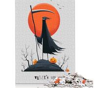 Puzzle da 1000 pezzi Time's Up - Grim Reaper Halloween Art per adulti, Regali di Natale, giochi educativi per la casa, giocattoli FAI da te, 1000 pezzi (75x50 cm)