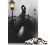 Puzzle da 500 pezzi con Bacio romantico sul Ponte, Effetto Carbone e lanterna, per adulti, Regali di Natale, giochi educativi per la casa, giocattoli FAI da te (52x38 cm)